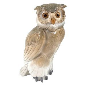 Vintage Nao Lladró Porcelain Owl - Gray & White - 7" Made in Spain, 1979 Retired